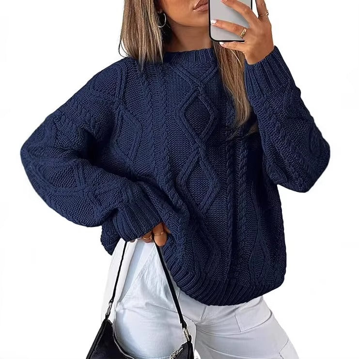 Oversized Knit Sweater Women Elegant Loose Pullover Casual Daily Streetwear Tops