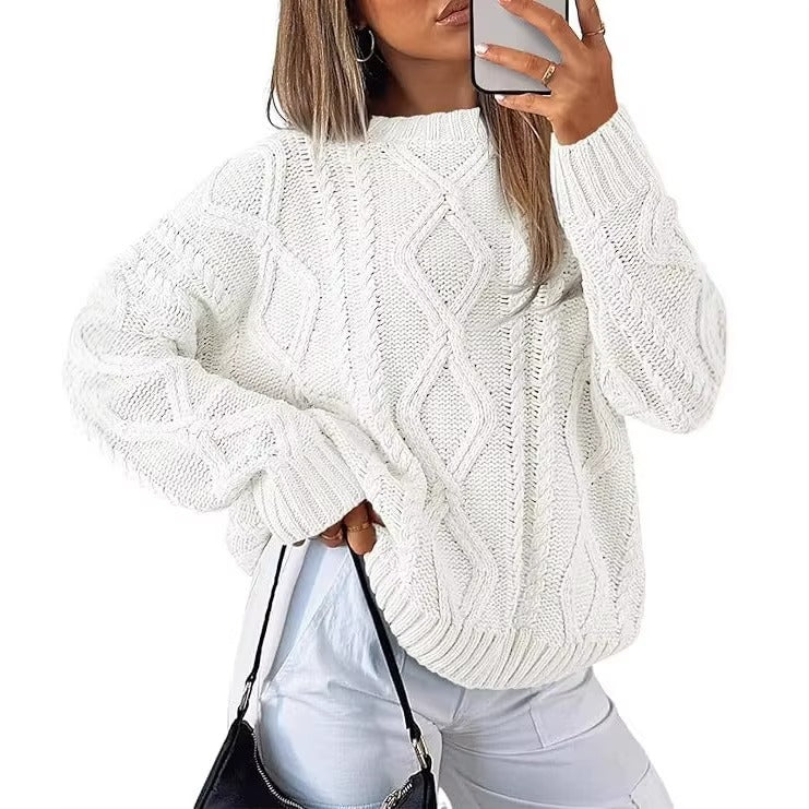 Oversized Knit Sweater Women Elegant Loose Pullover Casual Daily Streetwear Tops