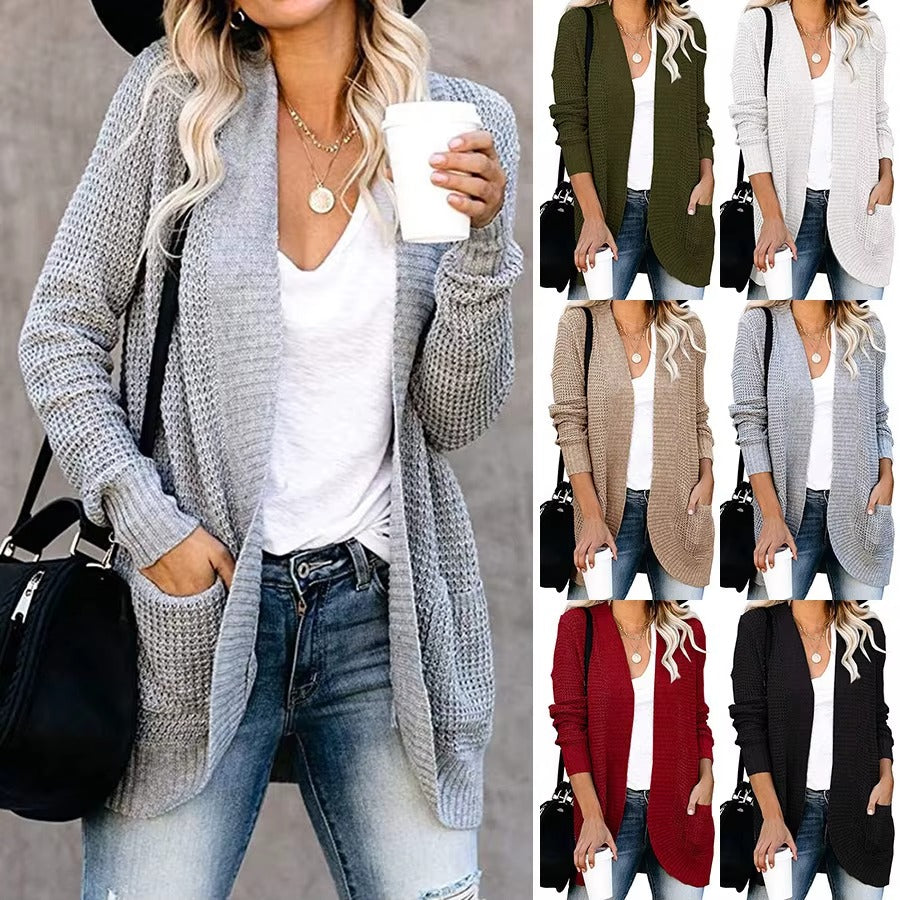 Casual Knitted Long Cardigan for Womens Autumn 2024 Female Long Sleeve Knit Cardigans Woman Sweater
