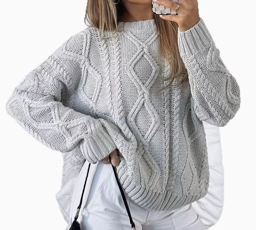 Oversized Knit Sweater Women Elegant Loose Pullover Casual Daily Streetwear Tops