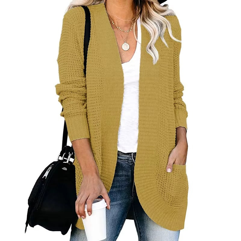 Casual Knitted Long Cardigan for Womens Autumn 2024 Female Long Sleeve Knit Cardigans Woman Sweater