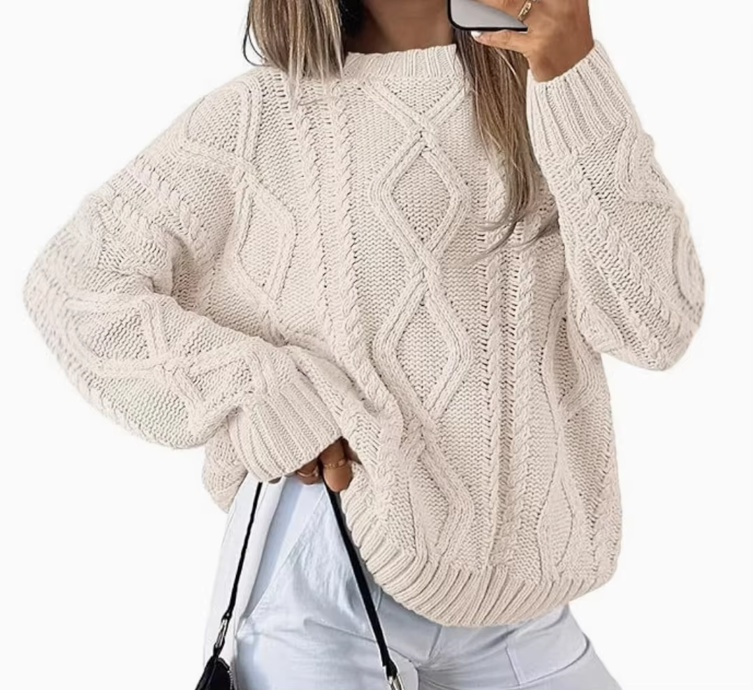 Oversized Knit Sweater Women Elegant Loose Pullover Casual Daily Streetwear Tops