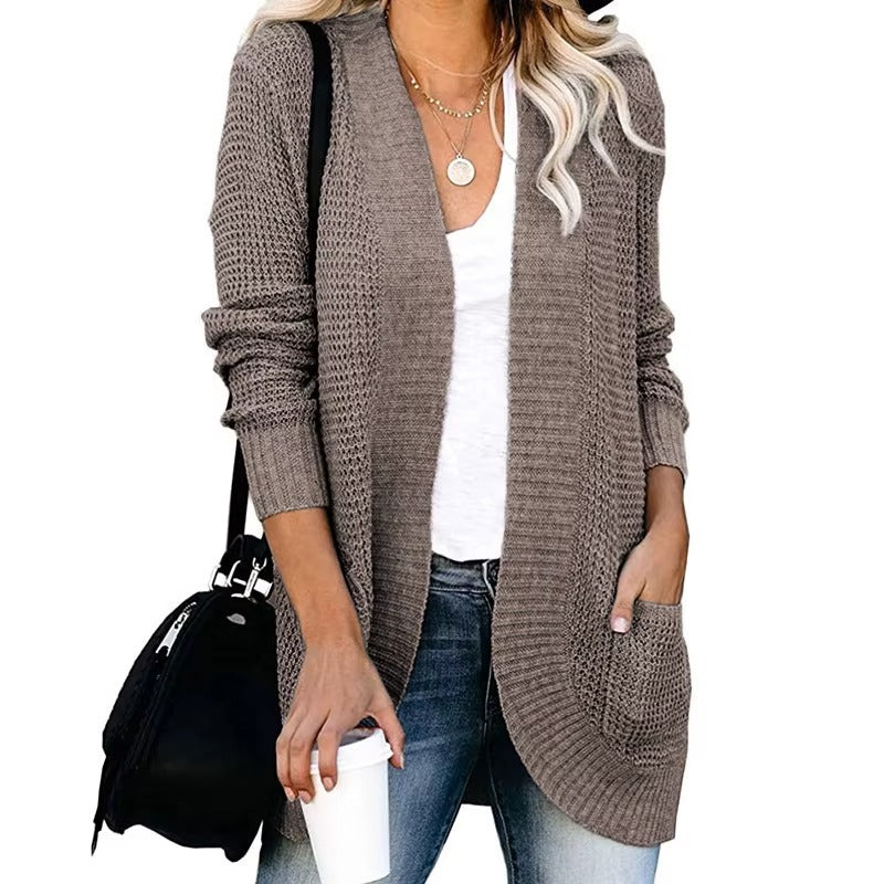 Casual Knitted Long Cardigan for Womens Autumn 2024 Female Long Sleeve Knit Cardigans Woman Sweater