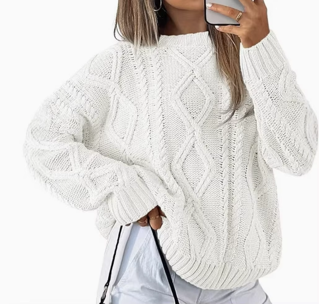 Oversized Knit Sweater Women Elegant Loose Pullover Casual Daily Streetwear Tops