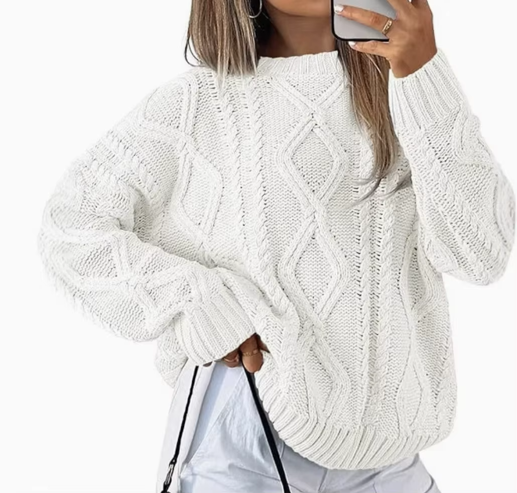 Oversized Knit Sweater Women Elegant Loose Pullover Casual Daily Streetwear Tops