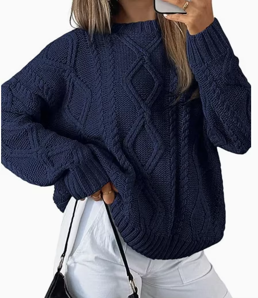Oversized Knit Sweater Women Elegant Loose Pullover Casual Daily Streetwear Tops