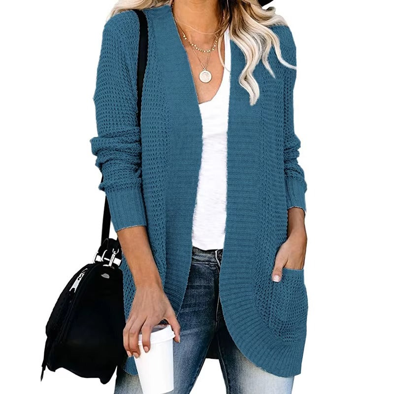 Casual Knitted Long Cardigan for Womens Autumn 2024 Female Long Sleeve Knit Cardigans Woman Sweater