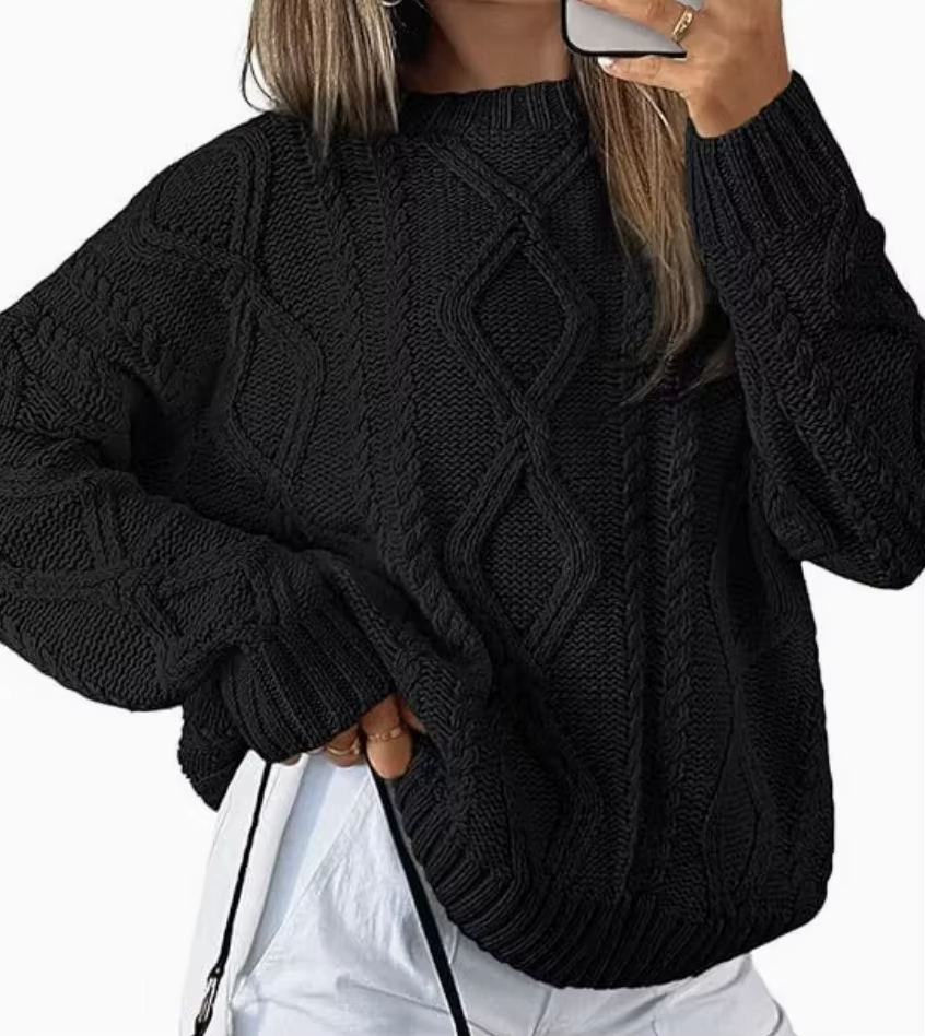 Oversized Knit Sweater Women Elegant Loose Pullover Casual Daily Streetwear Tops