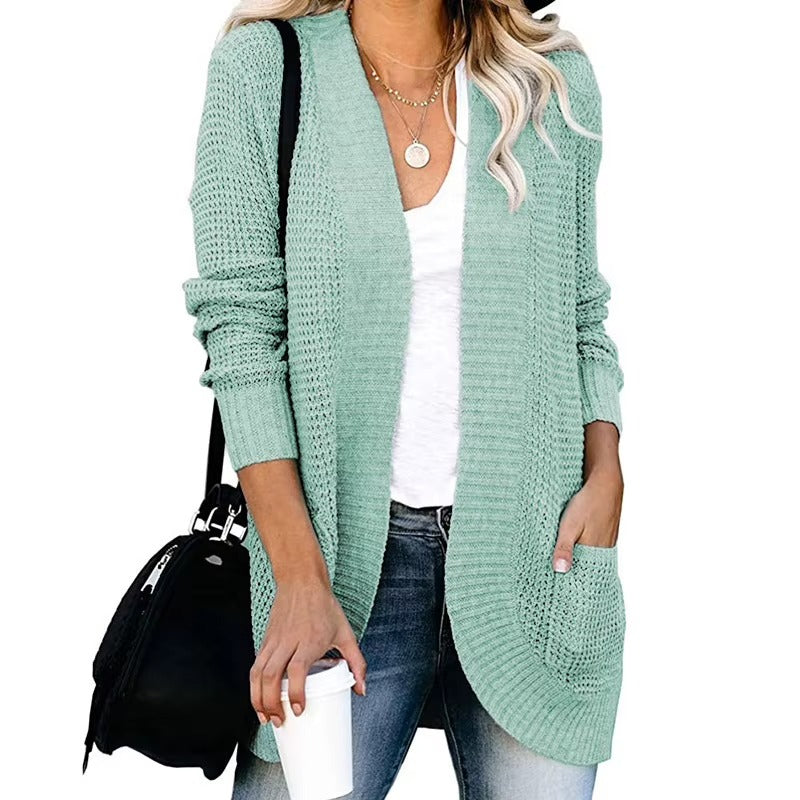 Casual Knitted Long Cardigan for Womens Autumn 2024 Female Long Sleeve Knit Cardigans Woman Sweater
